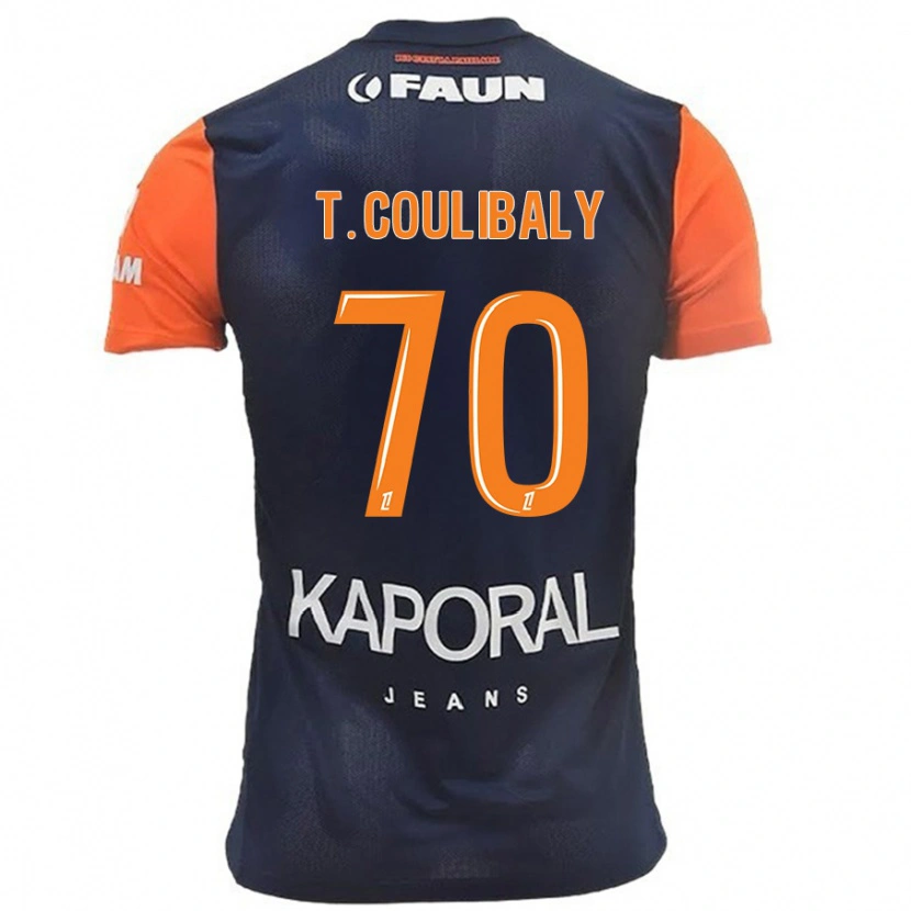 Danxen Hombre Camiseta Tanguy Coulibaly #70 Azul Marino Naranja 1ª Equipación 2024/25 La Camisa México