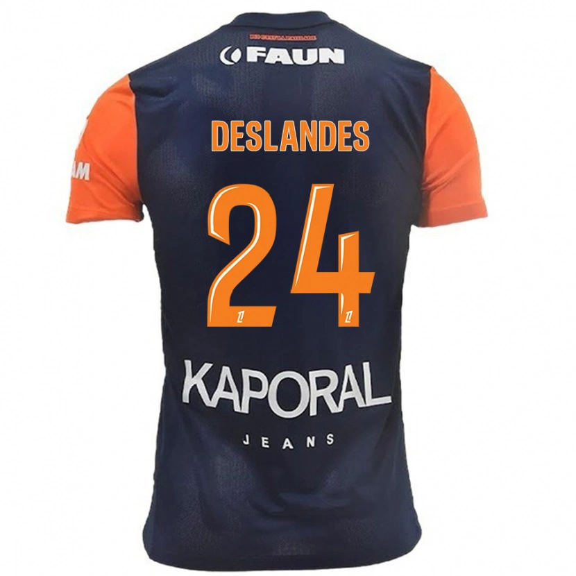 Danxen Hombre Camiseta Océane Deslandes #24 Azul Marino Naranja 1ª Equipación 2024/25 La Camisa México