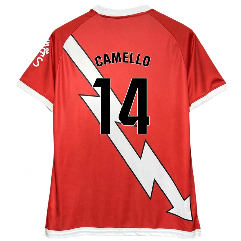 Danxen Hombre Camiseta Sergio Camello #14 Blanco Rojo 1ª Equipación 2024/25 La Camisa México