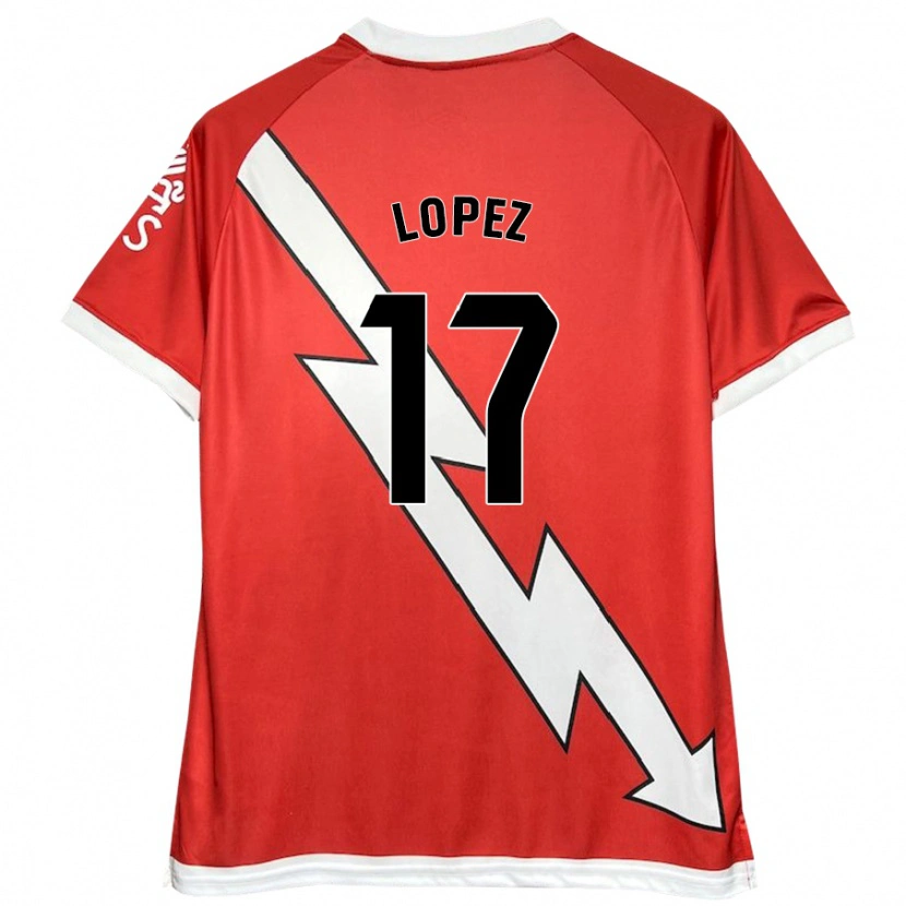 Danxen Hombre Camiseta Unai López #17 Blanco Rojo 1ª Equipación 2024/25 La Camisa México