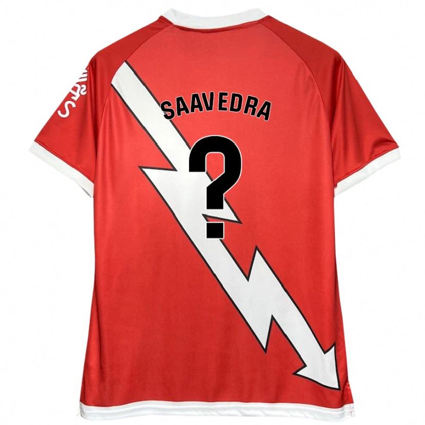 Danxen Hombre Camiseta David Saavedra #0 Blanco Rojo 1ª Equipación 2024/25 La Camisa México