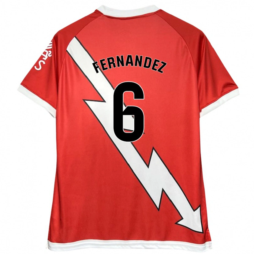 Danxen Hombre Camiseta Paula Fernández #6 Blanco Rojo 1ª Equipación 2024/25 La Camisa México