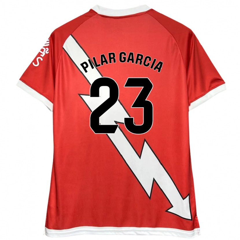 Danxen Hombre Camiseta María Pilar García Villalba #23 Blanco Rojo 1ª Equipación 2024/25 La Camisa México