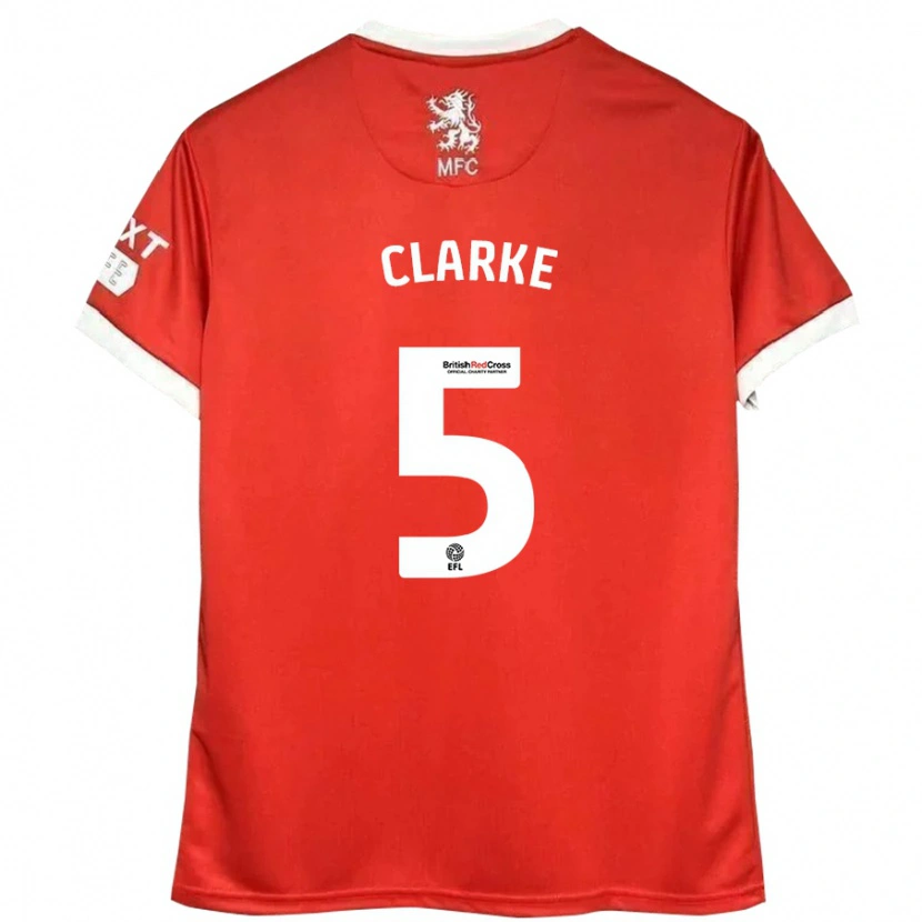 Danxen Hombre Camiseta Matt Clarke #5 Rojo Blanco 1ª Equipación 2024/25 La Camisa México