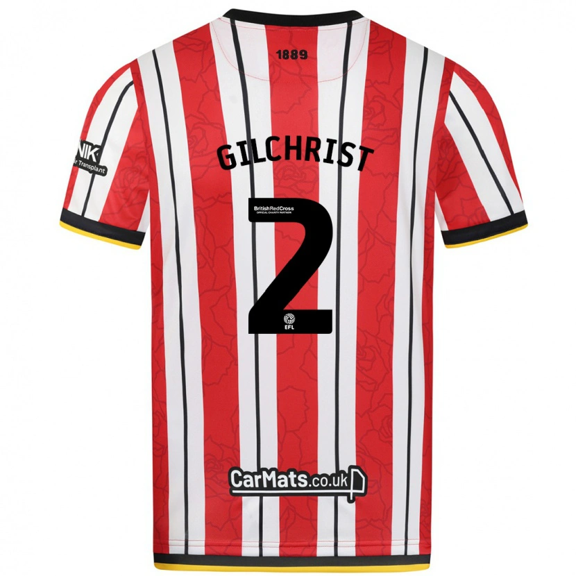 Danxen Hombre Camiseta Alfie Gilchrist #2 Rojo Blanco Rayas 1ª Equipación 2024/25 La Camisa México
