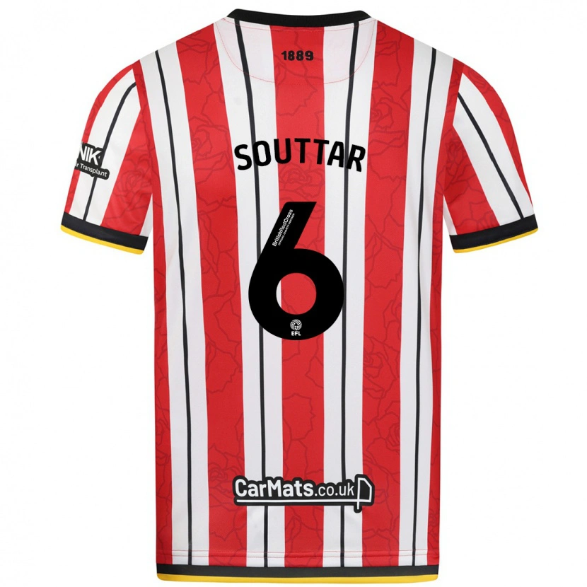 Danxen Hombre Camiseta Harry Souttar #6 Rojo Blanco Rayas 1ª Equipación 2024/25 La Camisa México