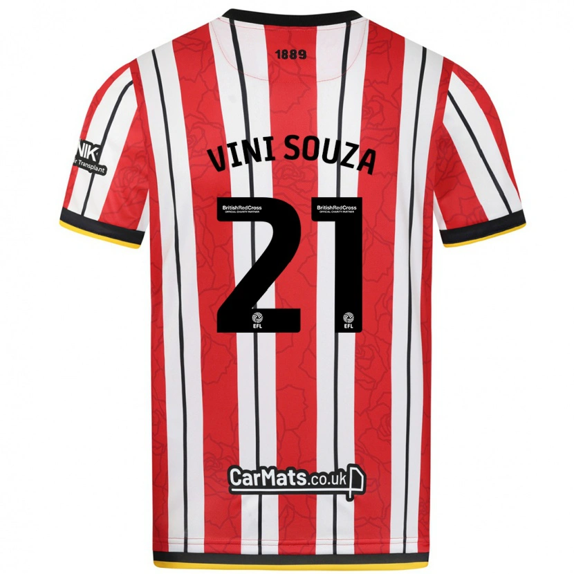 Danxen Hombre Camiseta Vini Souza #21 Rojo Blanco Rayas 1ª Equipación 2024/25 La Camisa México