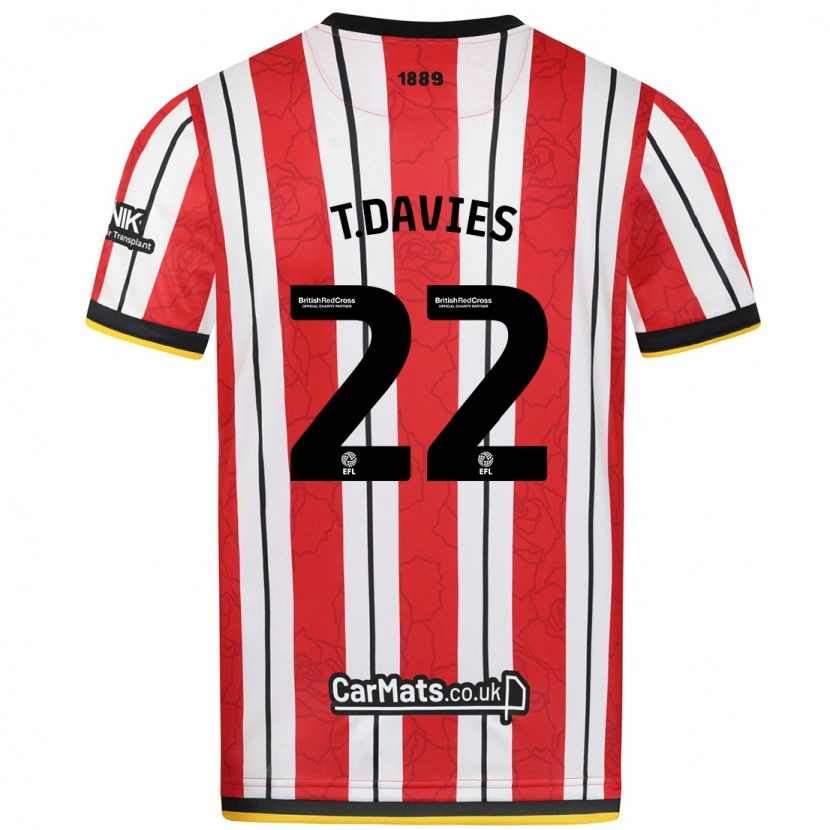 Danxen Hombre Camiseta Tom Davies #22 Rojo Blanco Rayas 1ª Equipación 2024/25 La Camisa México