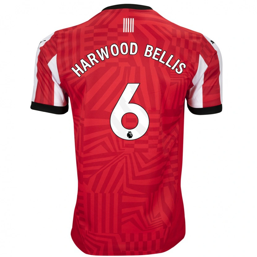Danxen Hombre Camiseta Taylor Harwood-Bellis #6 Rojo Blanco 1ª Equipación 2024/25 La Camisa México