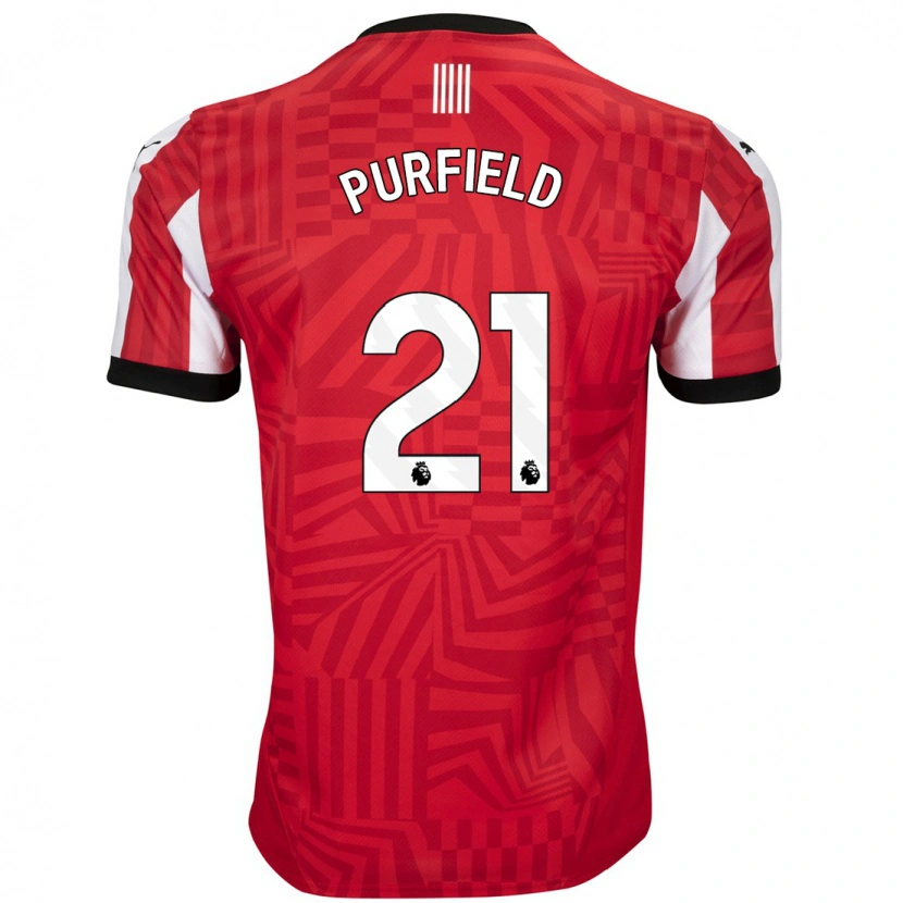 Danxen Hombre Camiseta Jemma Purfield #21 Rojo Blanco 1ª Equipación 2024/25 La Camisa México