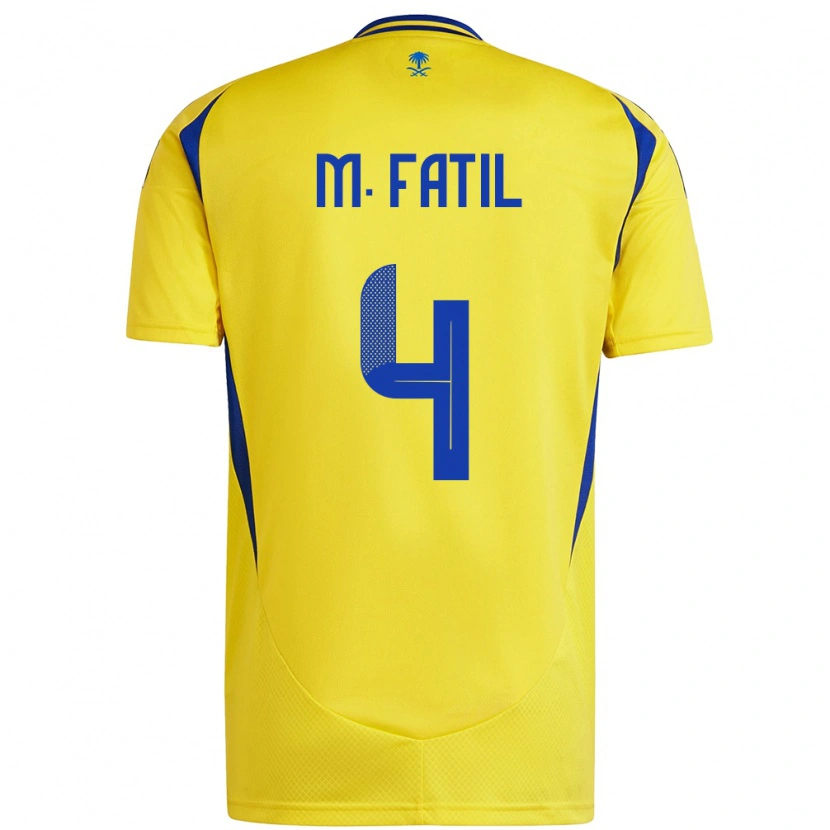 Danxen Hombre Camiseta Mohammed Al-Fatil #4 Amarillo Azul 1ª Equipación 2024/25 La Camisa México