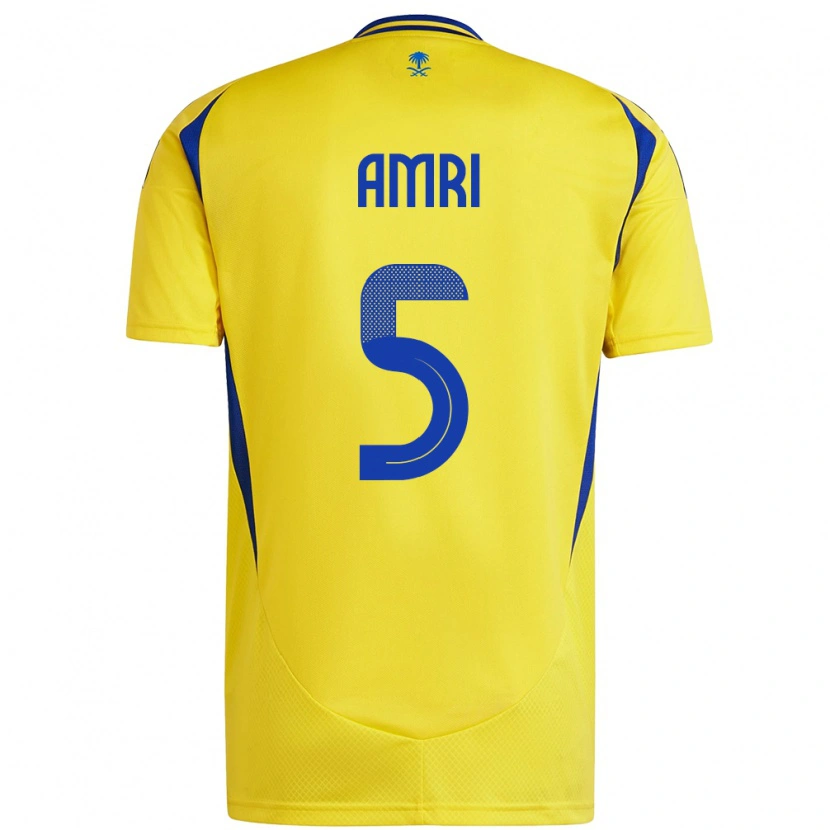 Danxen Hombre Camiseta Abdulelah Al-Amri #5 Amarillo Azul 1ª Equipación 2024/25 La Camisa México