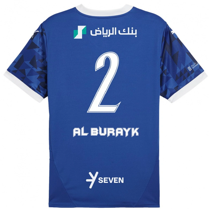 Danxen Hombre Camiseta Mohammed Al-Burayk #2 Azul Oscuro Blanco 1ª Equipación 2024/25 La Camisa México