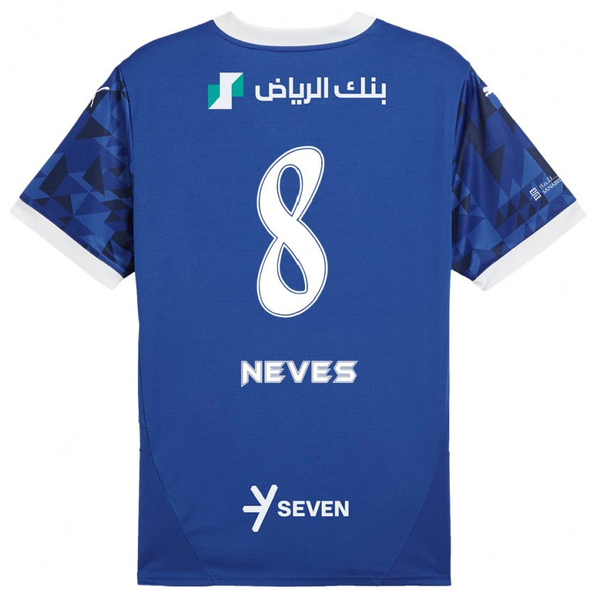 Danxen Hombre Camiseta Rúben Neves #8 Azul Oscuro Blanco 1ª Equipación 2024/25 La Camisa México