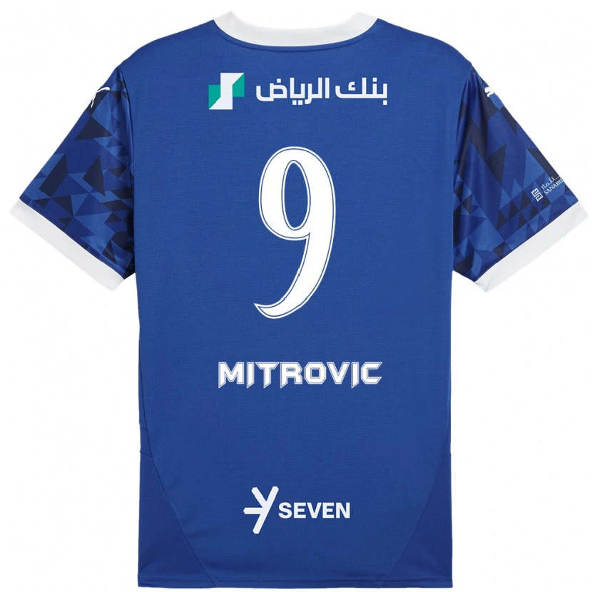 Danxen Hombre Camiseta Aleksandar Mitrović #9 Azul Oscuro Blanco 1ª Equipación 2024/25 La Camisa México