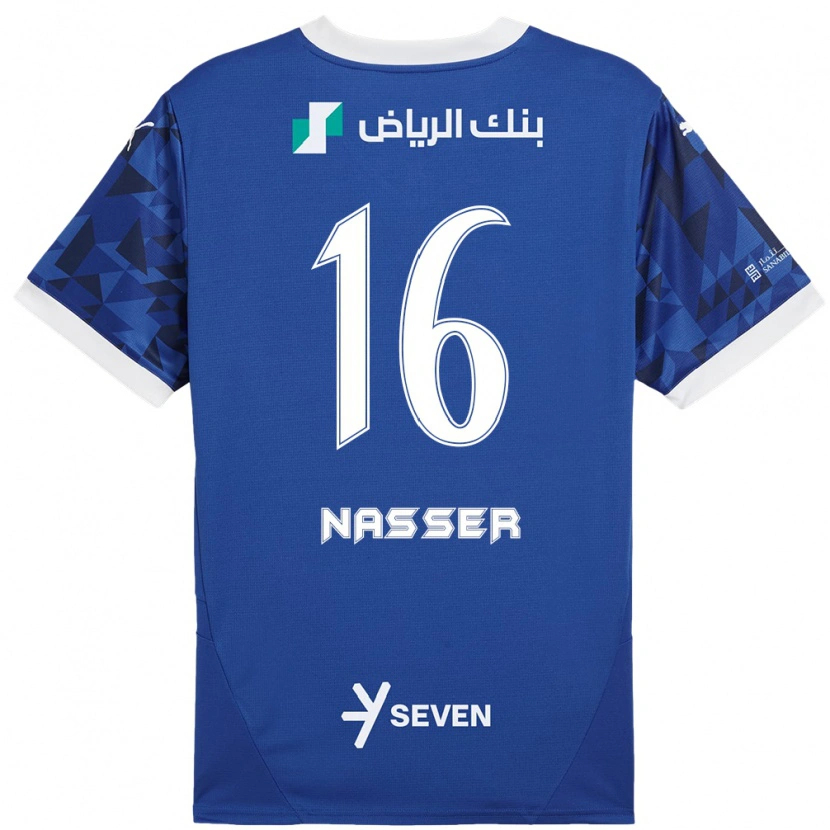 Danxen Hombre Camiseta Nasser Al-Dawsari #16 Azul Oscuro Blanco 1ª Equipación 2024/25 La Camisa México