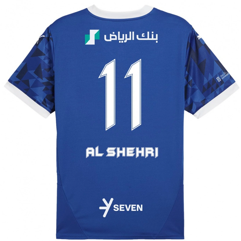 Danxen Hombre Camiseta Saleh Al-Shehri #11 Azul Oscuro Blanco 1ª Equipación 2024/25 La Camisa México