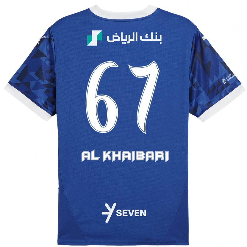 Danxen Hombre Camiseta Mohammed Al-Khaibari #67 Azul Oscuro Blanco 1ª Equipación 2024/25 La Camisa México