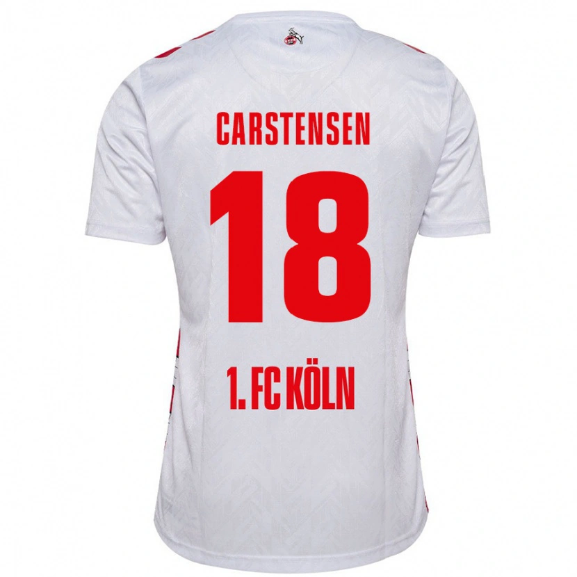 Danxen Hombre Camiseta Rasmus Carstensen #18 Blanco Rojo 1ª Equipación 2024/25 La Camisa México