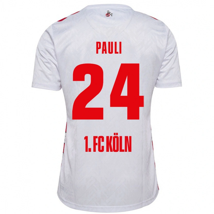 Danxen Hombre Camiseta Julian Pauli #24 Blanco Rojo 1ª Equipación 2024/25 La Camisa México