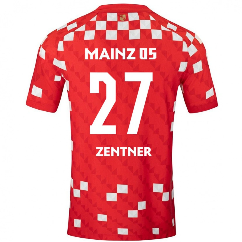 Danxen Hombre Camiseta Robin Zentner #27 Blanco Rojo 1ª Equipación 2024/25 La Camisa México