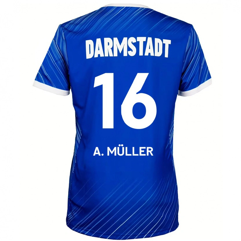 Danxen Hombre Camiseta Andreas Müller #16 Azul Blanco 1ª Equipación 2024/25 La Camisa México