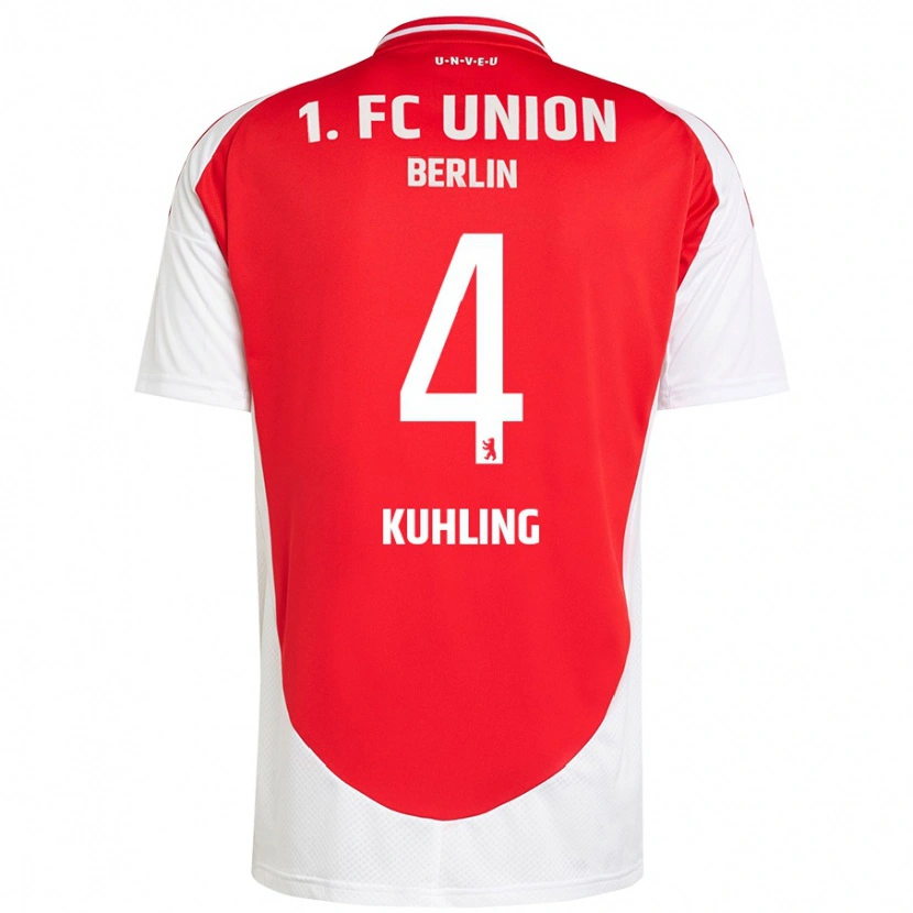 Danxen Hombre Camiseta Ole Kühling #4 Rojo Blanco 1ª Equipación 2024/25 La Camisa México