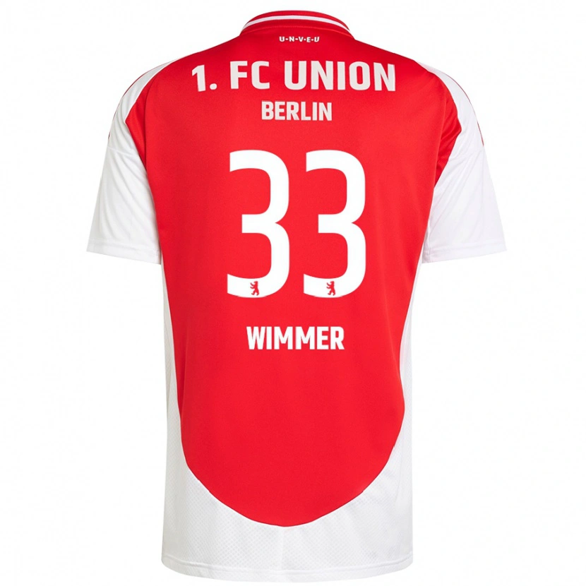 Danxen Hombre Camiseta Pauline Wimmer #33 Rojo Blanco 1ª Equipación 2024/25 La Camisa México