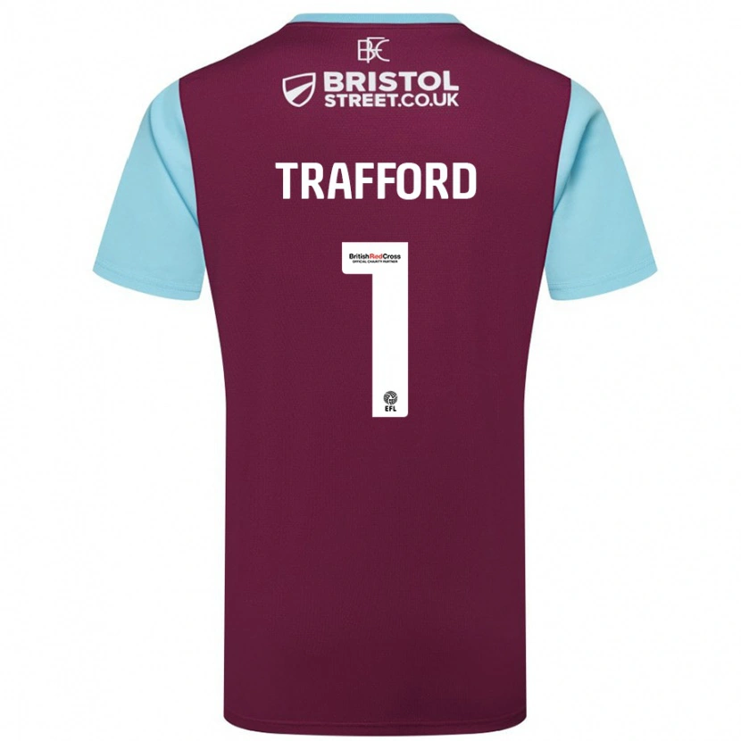 Danxen Hombre Camiseta James Trafford #1 Borgoña Azul Cielo 1ª Equipación 2024/25 La Camisa México