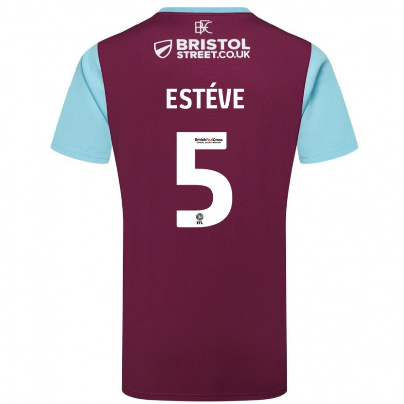 Danxen Hombre Camiseta Maxime Estève #5 Borgoña Azul Cielo 1ª Equipación 2024/25 La Camisa México