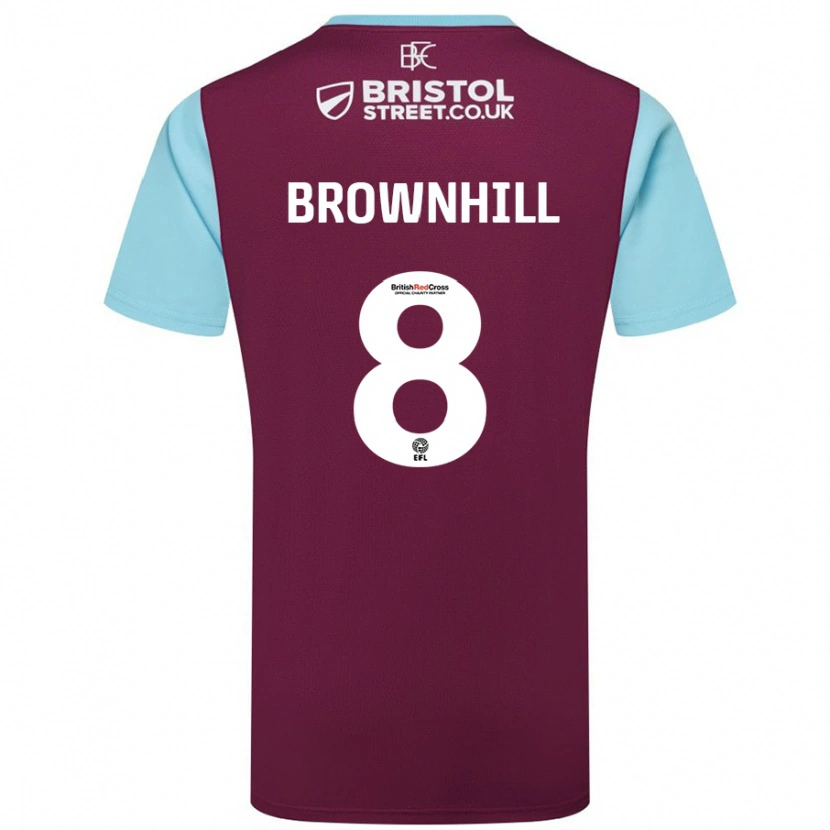 Danxen Hombre Camiseta Josh Brownhill #8 Borgoña Azul Cielo 1ª Equipación 2024/25 La Camisa México