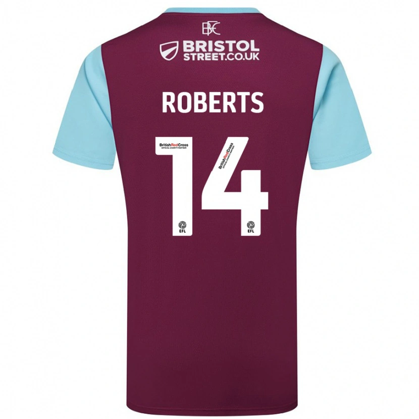 Danxen Hombre Camiseta Connor Roberts #14 Borgoña Azul Cielo 1ª Equipación 2024/25 La Camisa México