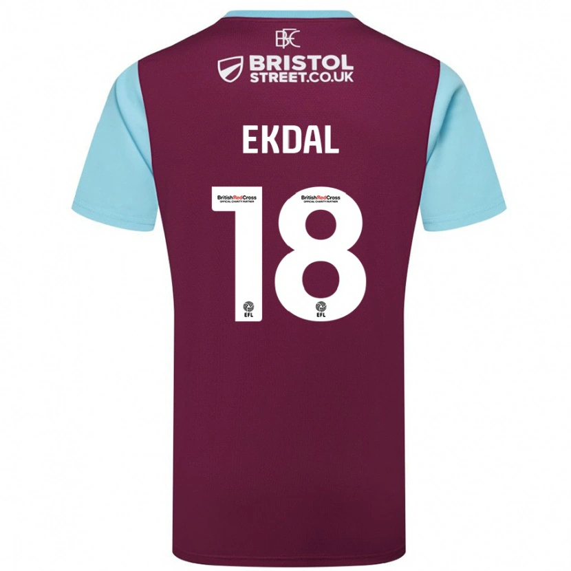 Danxen Hombre Camiseta Hjalmar Ekdal #18 Borgoña Azul Cielo 1ª Equipación 2024/25 La Camisa México