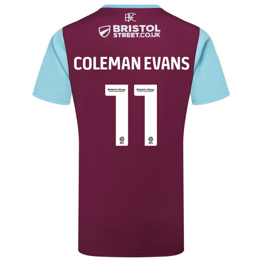 Danxen Hombre Camiseta Amaya Coleman-Evans #11 Borgoña Azul Cielo 1ª Equipación 2024/25 La Camisa México