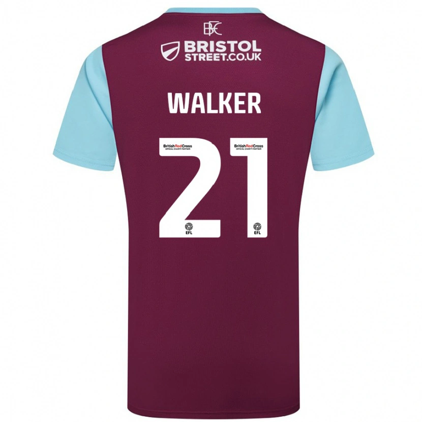 Danxen Hombre Camiseta Claudia Walker #21 Borgoña Azul Cielo 1ª Equipación 2024/25 La Camisa México