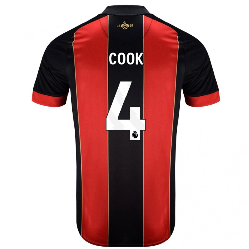 Danxen Hombre Camiseta Lewis Cook #4 Rojo Negro 1ª Equipación 2024/25 La Camisa México