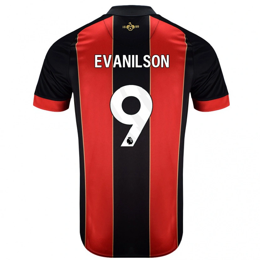 Danxen Hombre Camiseta Evanilson #9 Rojo Negro 1ª Equipación 2024/25 La Camisa México