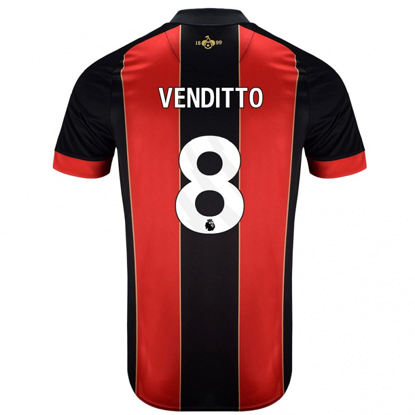 Danxen Hombre Camiseta Olivia Venditto #8 Rojo Negro 1ª Equipación 2024/25 La Camisa México