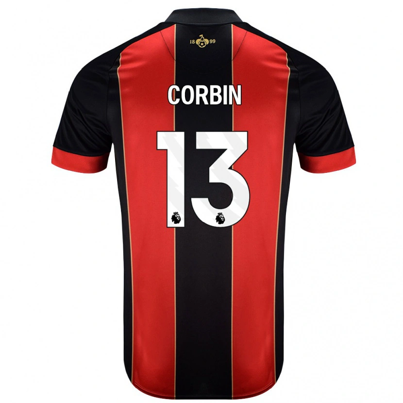 Danxen Hombre Camiseta Helen Corbin #13 Rojo Negro 1ª Equipación 2024/25 La Camisa México