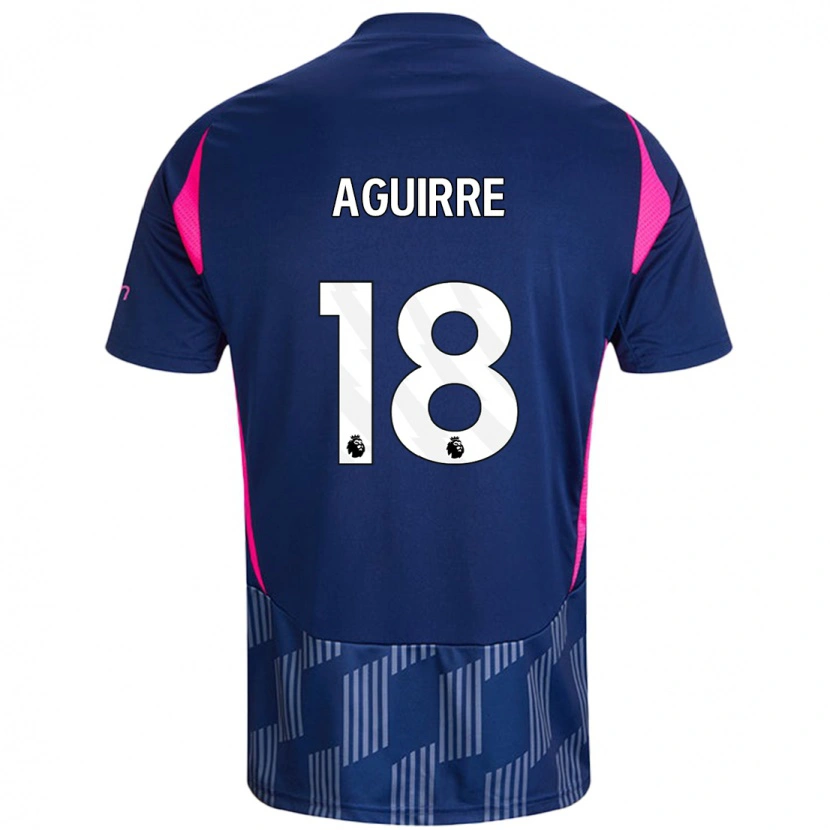 Danxen Hombre Camiseta Aja Aguirre #18 Azul Real Rosa 2ª Equipación 2024/25 La Camisa México