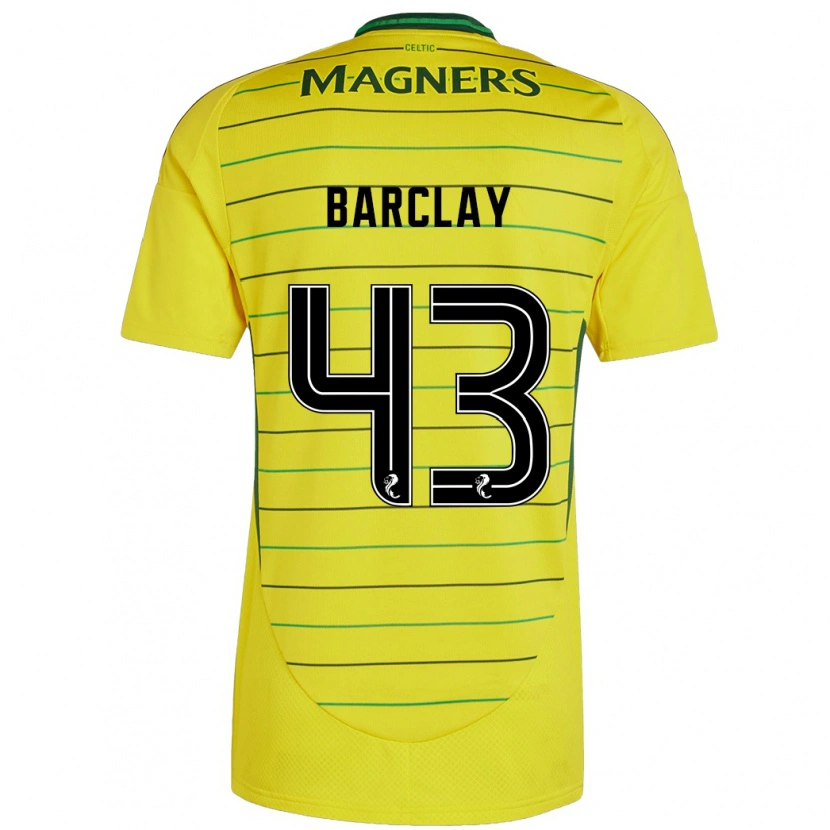 Danxen Hombre Camiseta Lucy Barclay #43 Amarillo 2ª Equipación 2024/25 La Camisa México