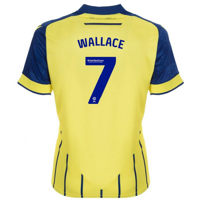 Danxen Hombre Camiseta Jed Wallace #7 Amarillo Azul 2ª Equipación 2024/25 La Camisa México