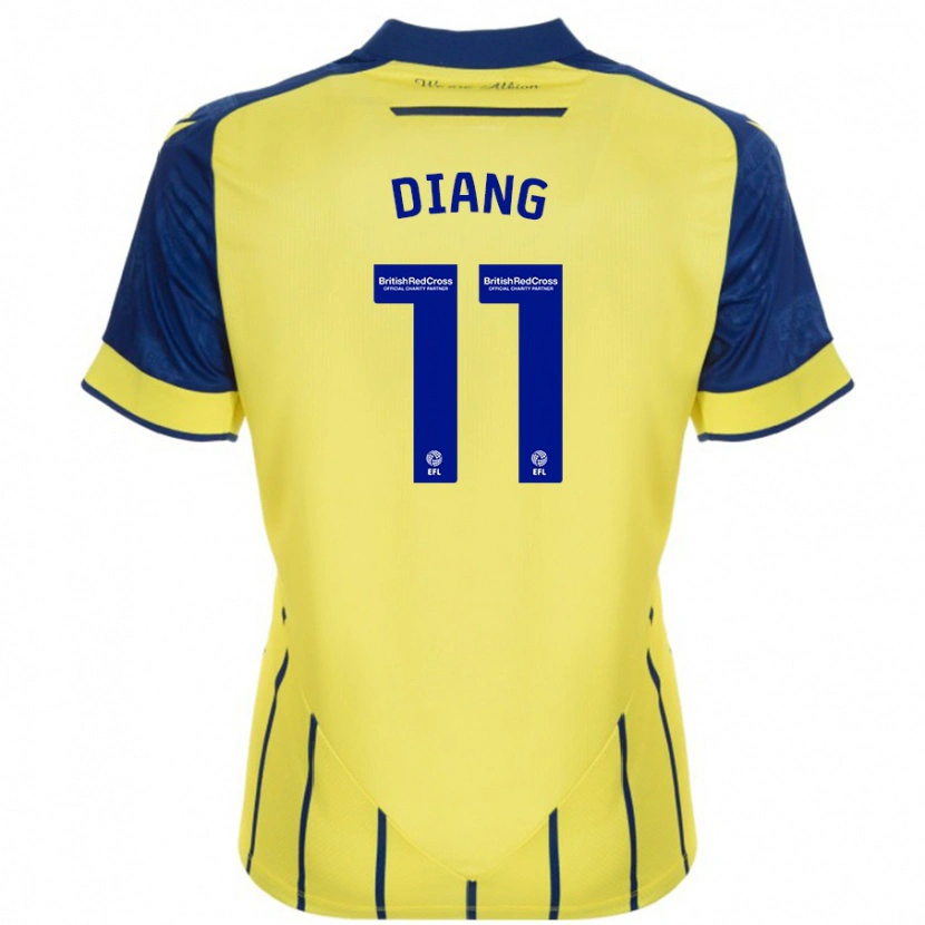 Danxen Hombre Camiseta Grady Diangana #11 Amarillo Azul 2ª Equipación 2024/25 La Camisa México