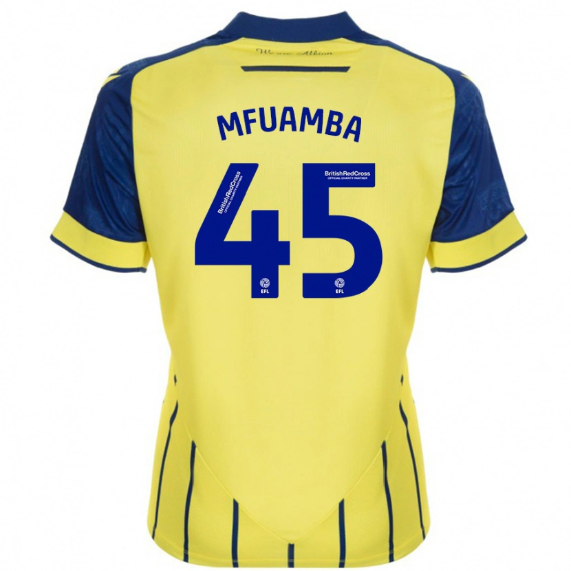 Danxen Hombre Camiseta Kevin Mfuamba #45 Amarillo Azul 2ª Equipación 2024/25 La Camisa México