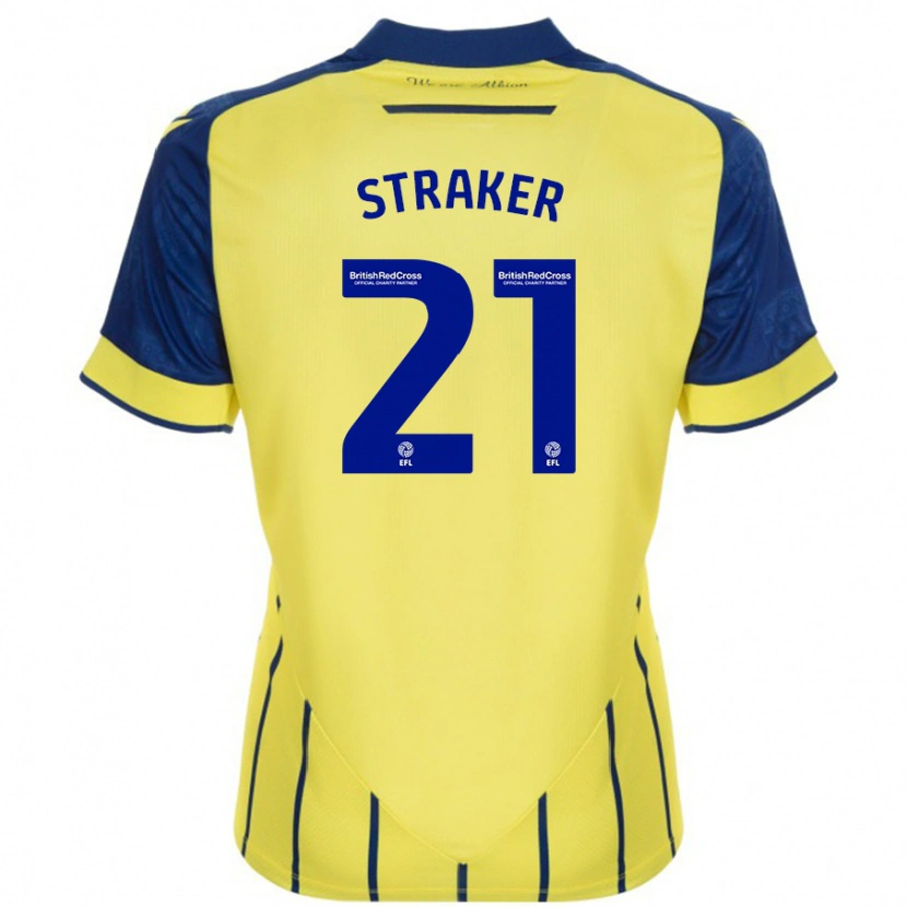 Danxen Hombre Camiseta Jannelle Straker #21 Amarillo Azul 2ª Equipación 2024/25 La Camisa México