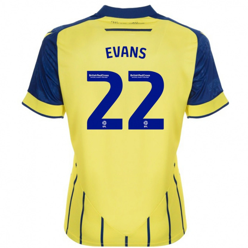 Danxen Hombre Camiseta Kate Evans #22 Amarillo Azul 2ª Equipación 2024/25 La Camisa México