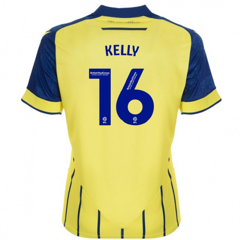 Danxen Hombre Camiseta Martin Kelly #16 Amarillo Azul 2ª Equipación 2024/25 La Camisa México
