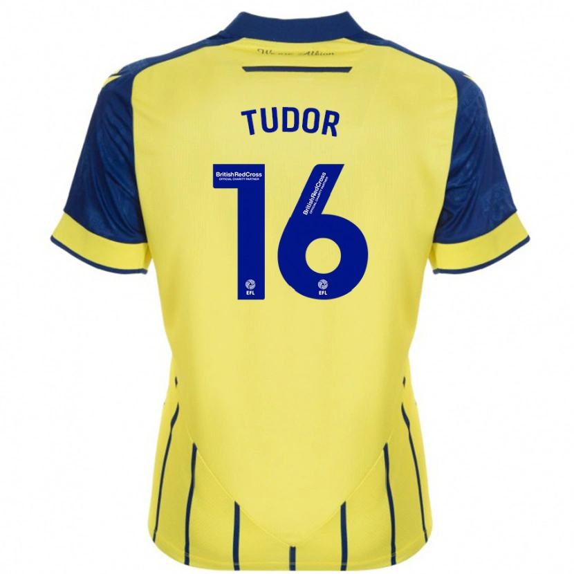 Danxen Hombre Camiseta Sophie Tudor #16 Amarillo Azul 2ª Equipación 2024/25 La Camisa México
