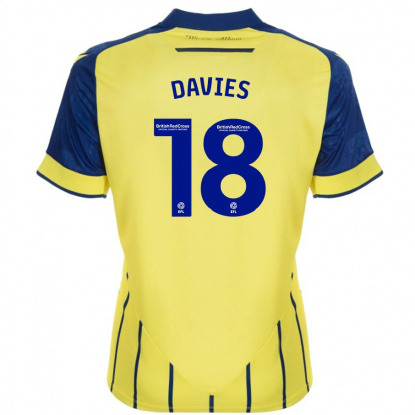Danxen Hombre Camiseta Jessica Davies #18 Amarillo Azul 2ª Equipación 2024/25 La Camisa México