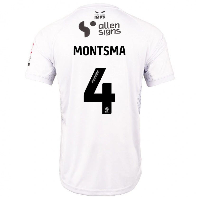 Danxen Hombre Camiseta Lewis Montsma #4 Rojo Blanco 2ª Equipación 2024/25 La Camisa México
